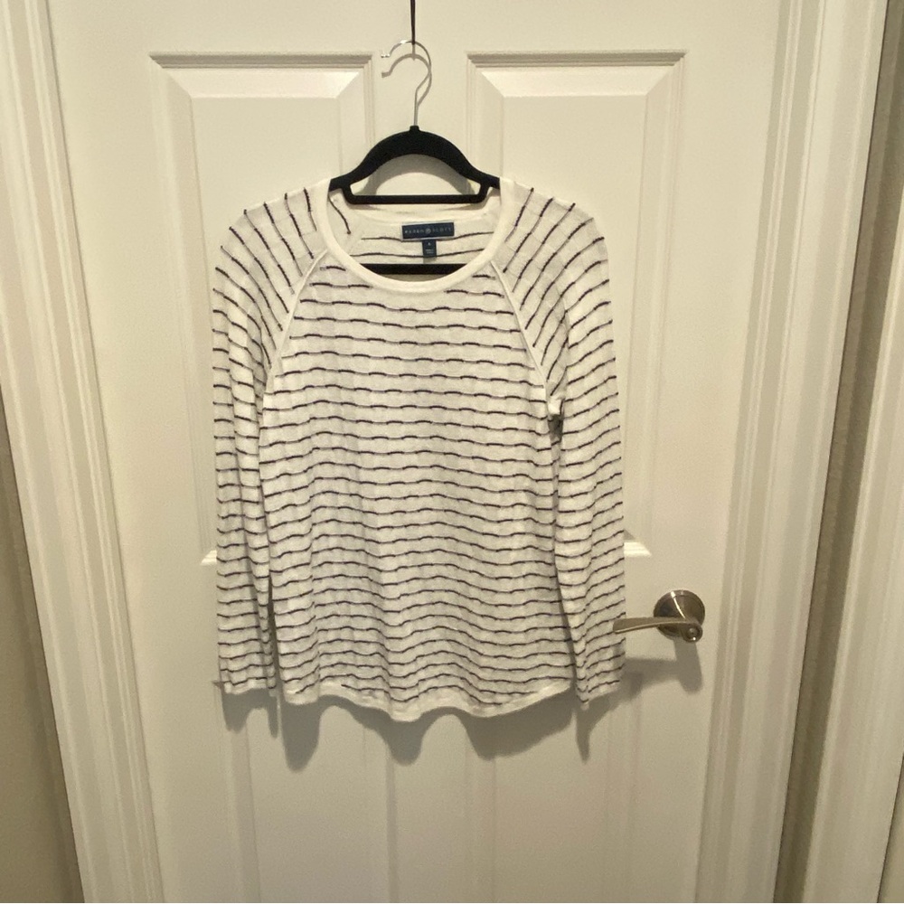 Karen Scott White and Black Striped Sweater